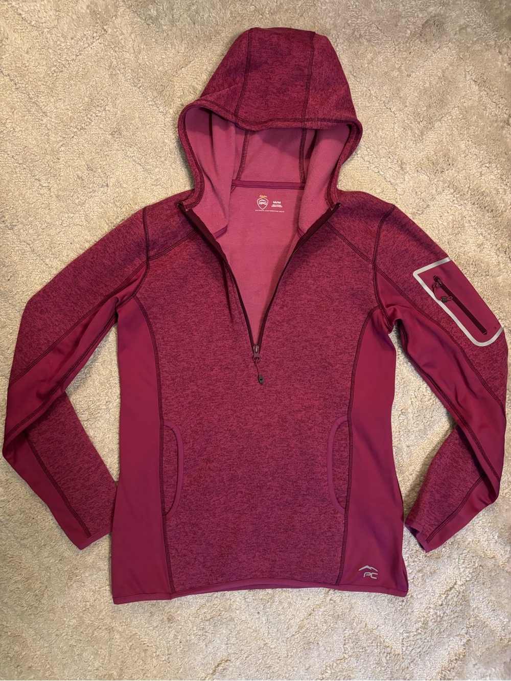 Cabela's Marled Burgundy Half-Zip Hooded Pullover